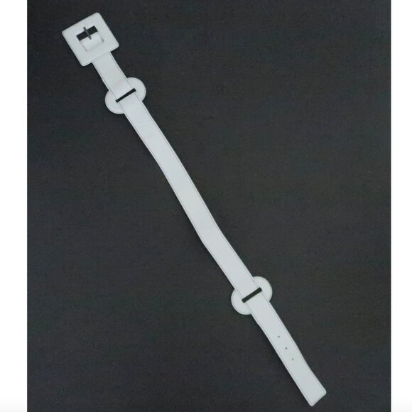 vtg SAINT LAURENT Rive Gauche white leather belt XS S - Picture 6 of 9